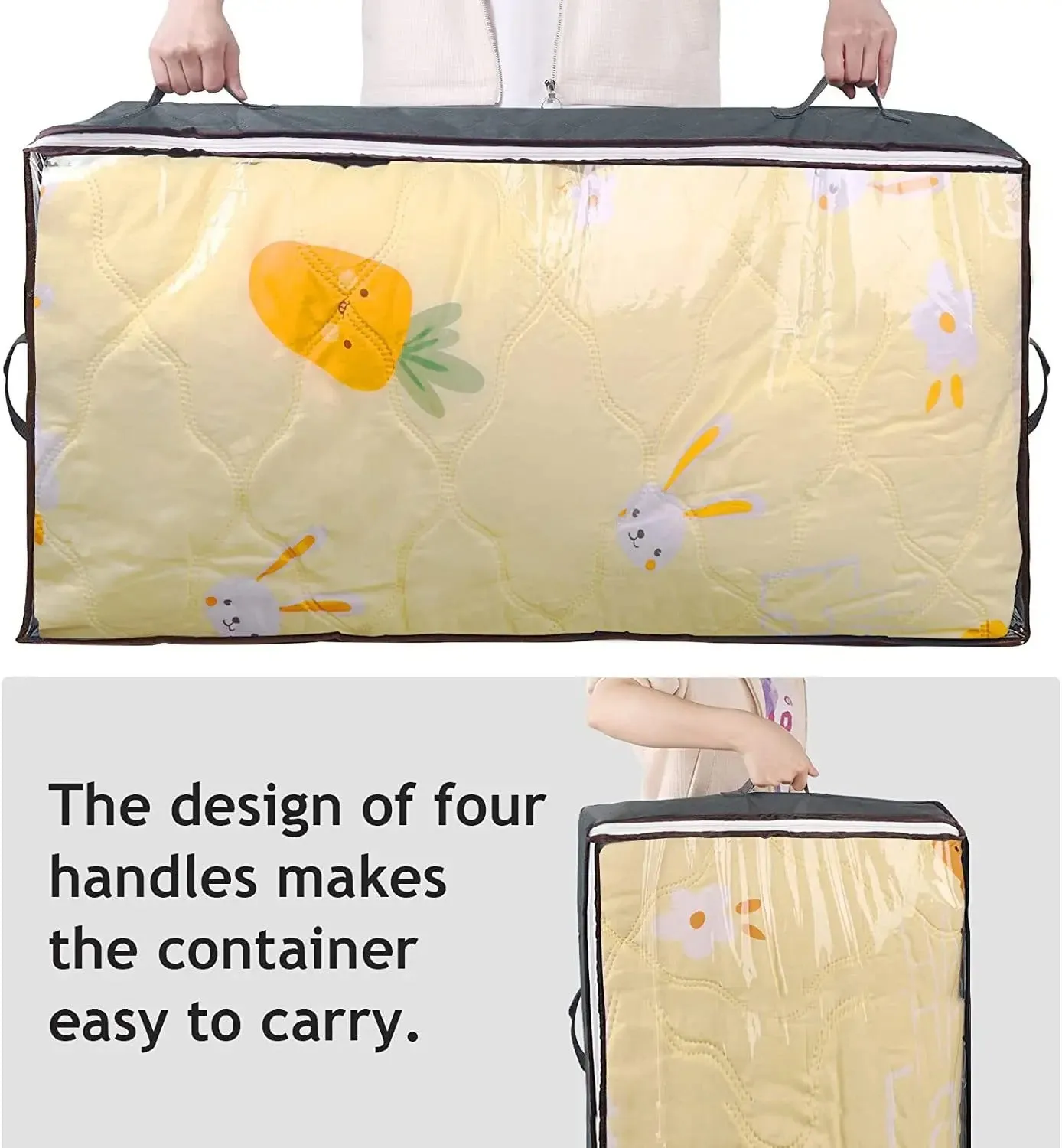 ANYHOUZ Storage Bag With PVC Window Space Saving Non Woven Closet Organizer