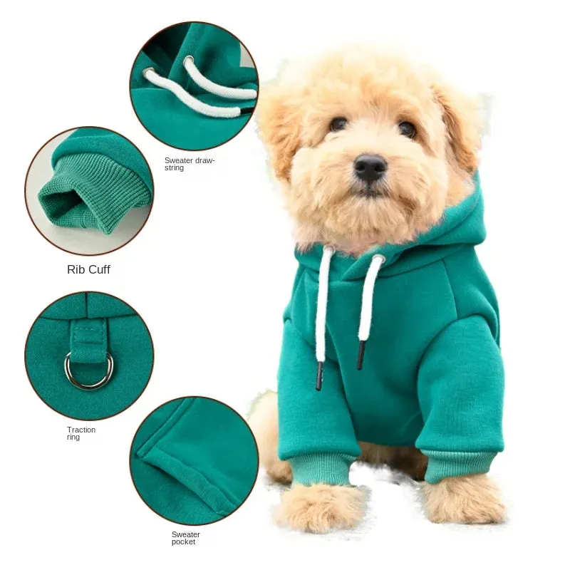 ANYWAGS Pet Clothes Black Warm Fleece Hoodie Jacket with Back Pockets Sweatshirt for Cosplay and Cold Weathers
