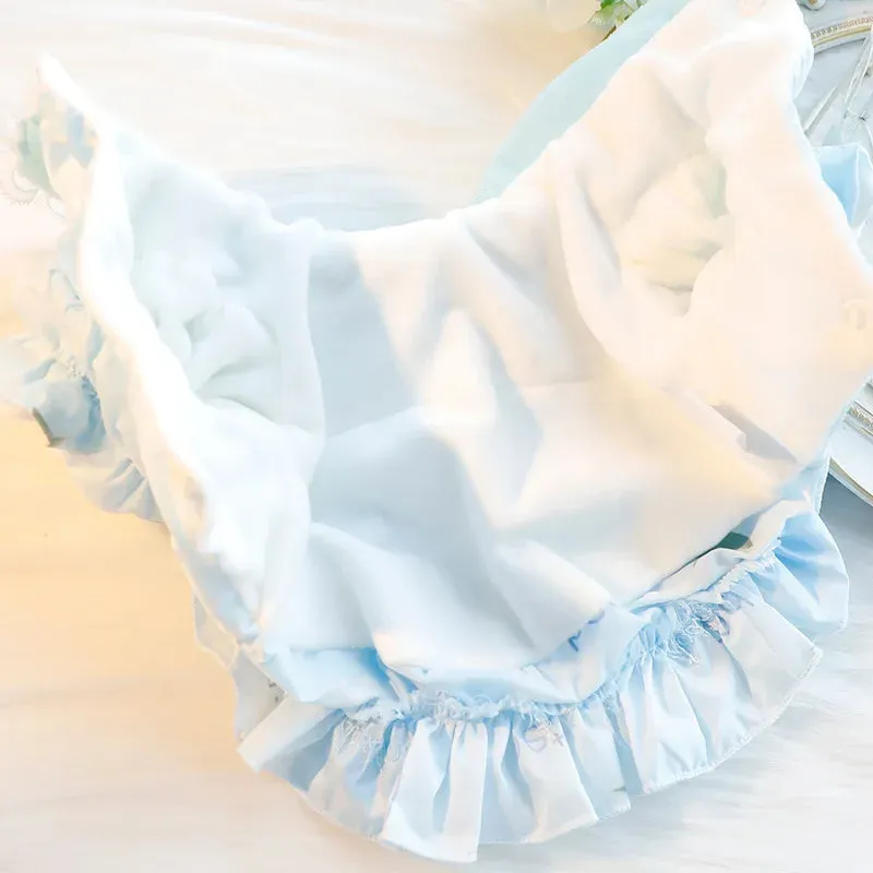 ANYWAGS Pet Clothes Blue Cotton Princess Dress with Tassels and Heart Shape Clothe for Fancy and Special Occasions
