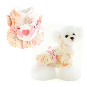 ANYWAGS Pet Clothes Pink Cotton Princess Dress with Tassels and Heart Shape Clothe for Fancy and Special Occasions