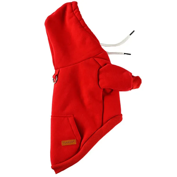 ANYWAGS Pet Clothes Red Warm Fleece Hoodie Jacket with Back Pockets Sweatshirt for Cosplay and Cold Weathers