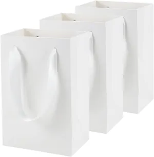 Aosric White Gift Bags with Handles, 12 Pcs 8"x5"x10" Durable, Reusable, Foldable Medium Cardstock Paper Bags for Party Favors, Christmas, Baby Shower, Birthday, Wedding, Shopping, and Retail Use