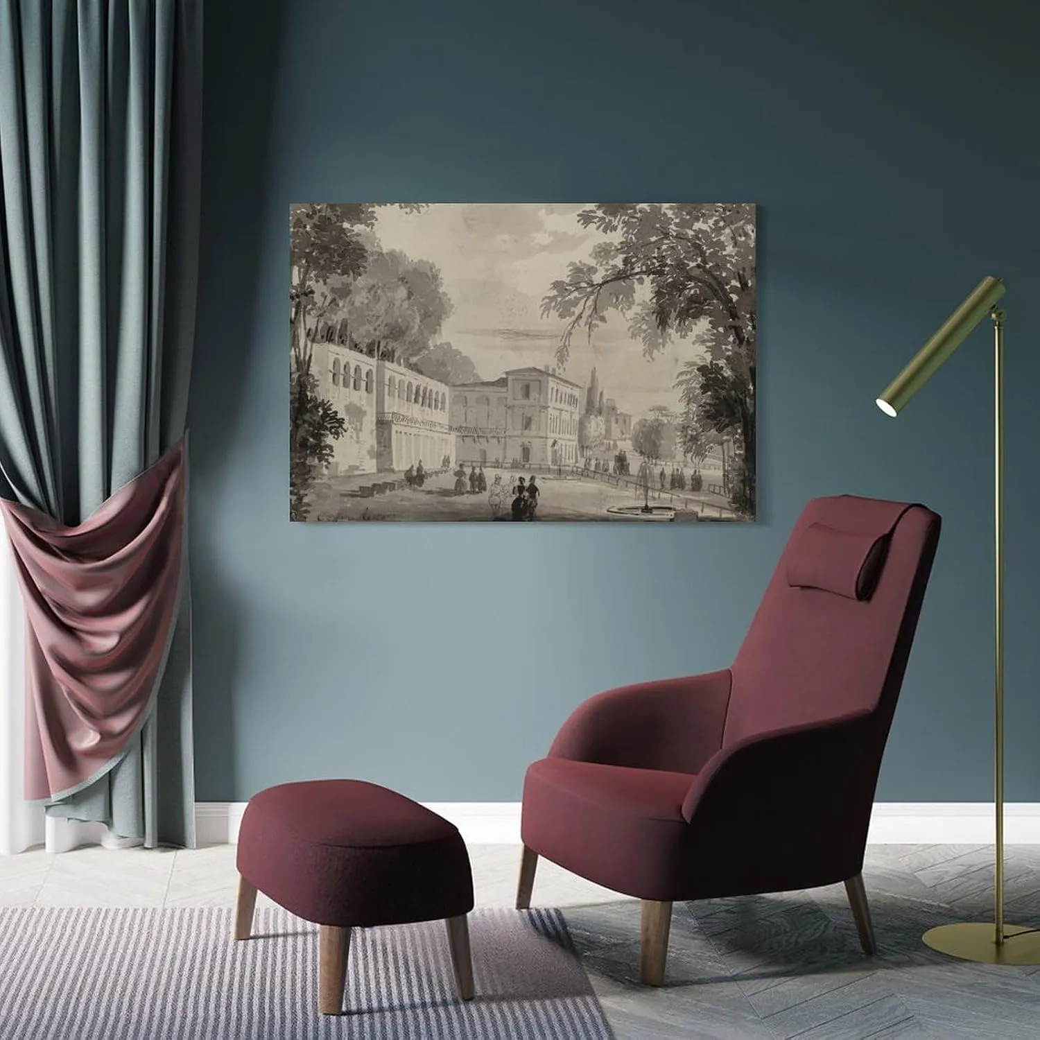 Aranciera of The Villa Borghese by Ippolitos Caffi Gifts Canvas Painting Poster Wall Art Decorative Picture Prints Modern Decor Framed-unframed 16x24inch(40x60cm)