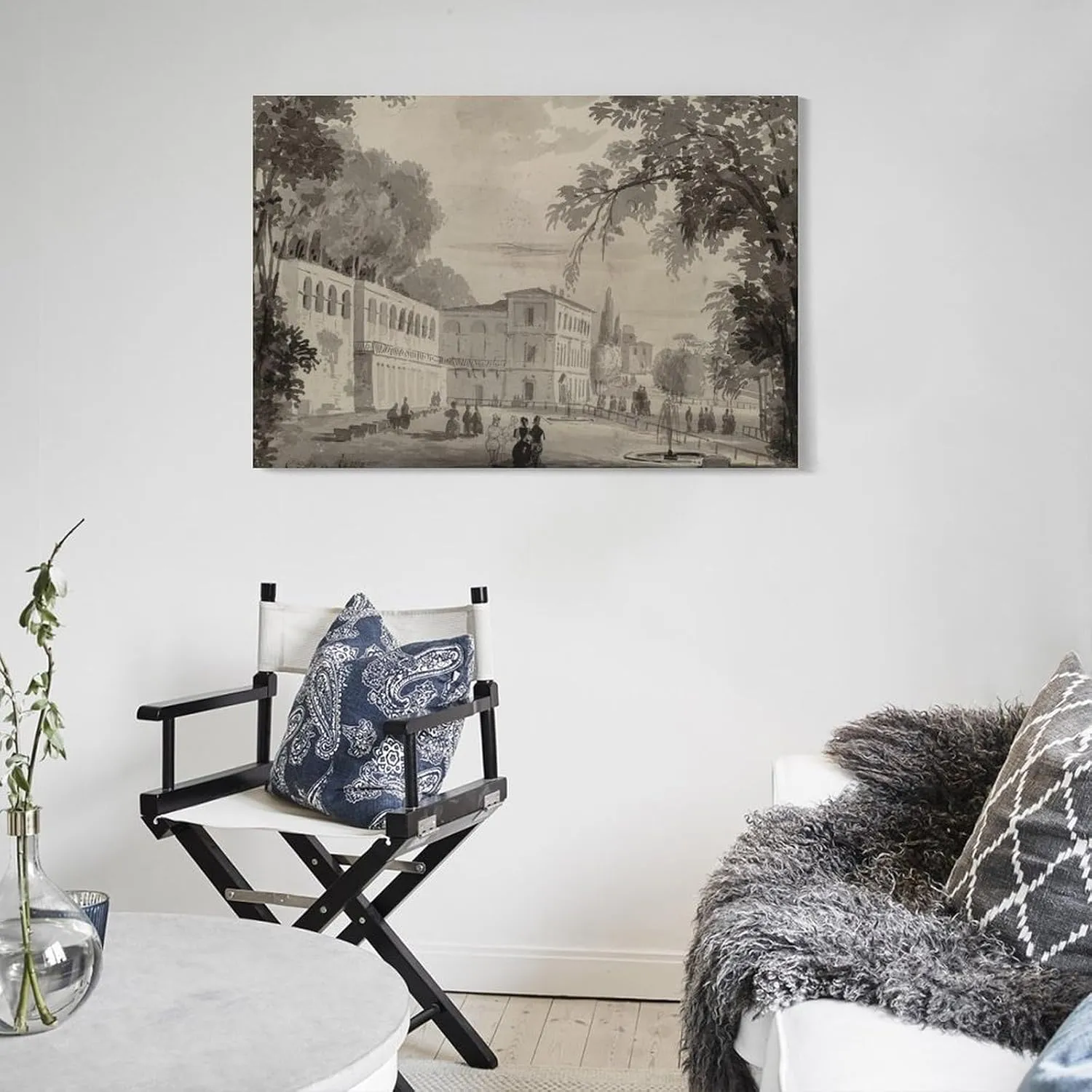 Aranciera of The Villa Borghese by Ippolitos Caffi Gifts Canvas Painting Poster Wall Art Decorative Picture Prints Modern Decor Framed-unframed 16x24inch(40x60cm)