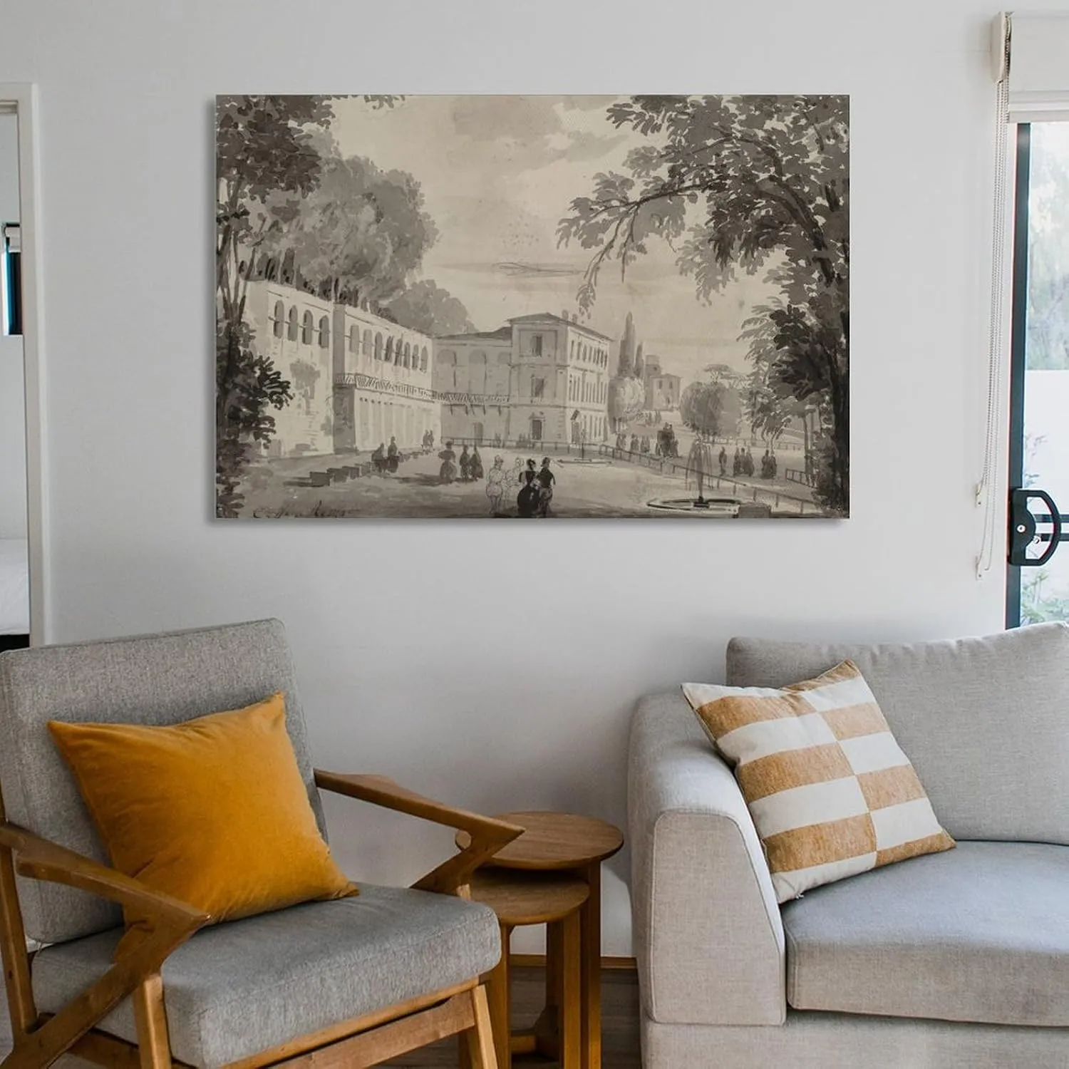 Aranciera of The Villa Borghese by Ippolitos Caffi Gifts Canvas Painting Poster Wall Art Decorative Picture Prints Modern Decor Framed-unframed 16x24inch(40x60cm)