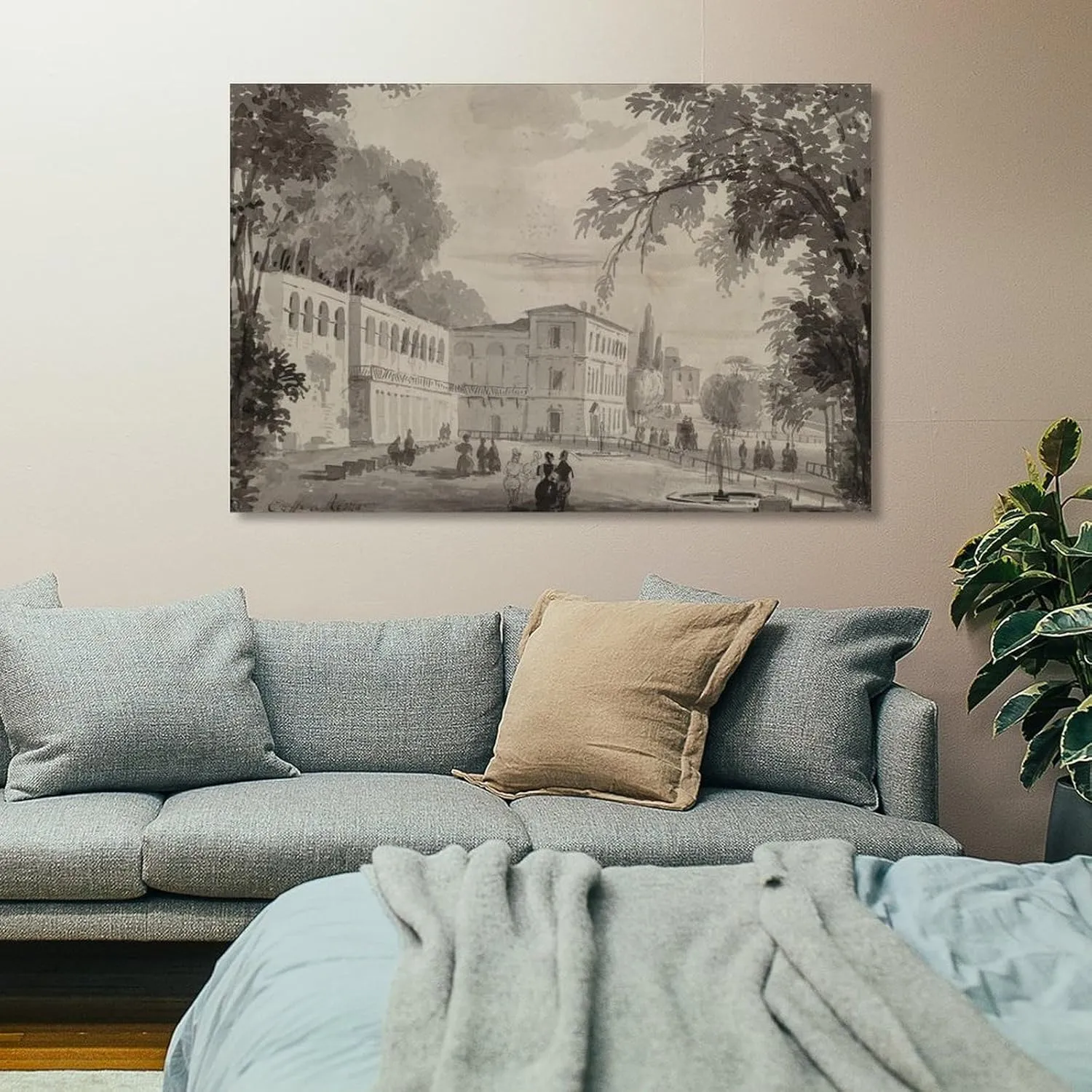 Aranciera of The Villa Borghese by Ippolitos Caffi Gifts Canvas Painting Poster Wall Art Decorative Picture Prints Modern Decor Framed-unframed 16x24inch(40x60cm)