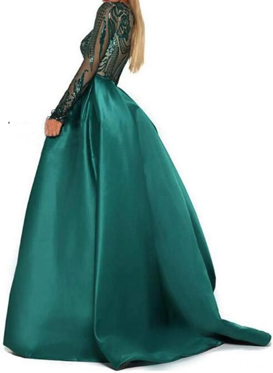 Aries Tuttle Green/Burgundy/Navy Blue Satin Mermaid Prom Evening Party Dress Gown Detachable Train