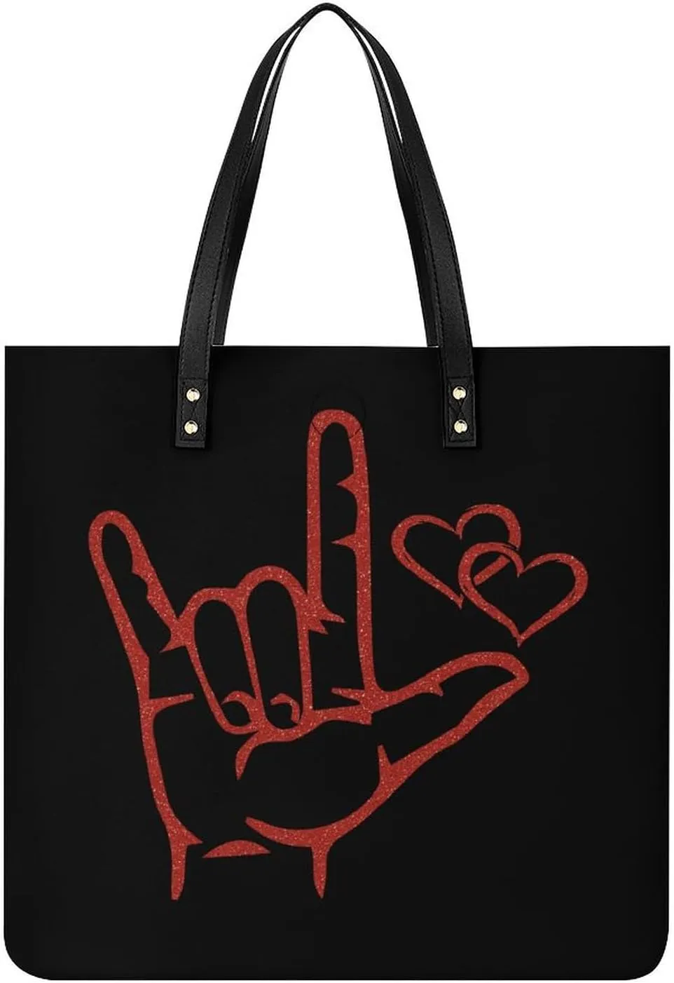 ASL I Love You Sign Language Novelty Tote Bags for Women Funny Handbags Top Handle Purses Crossbody Shoulder Bag Fashion