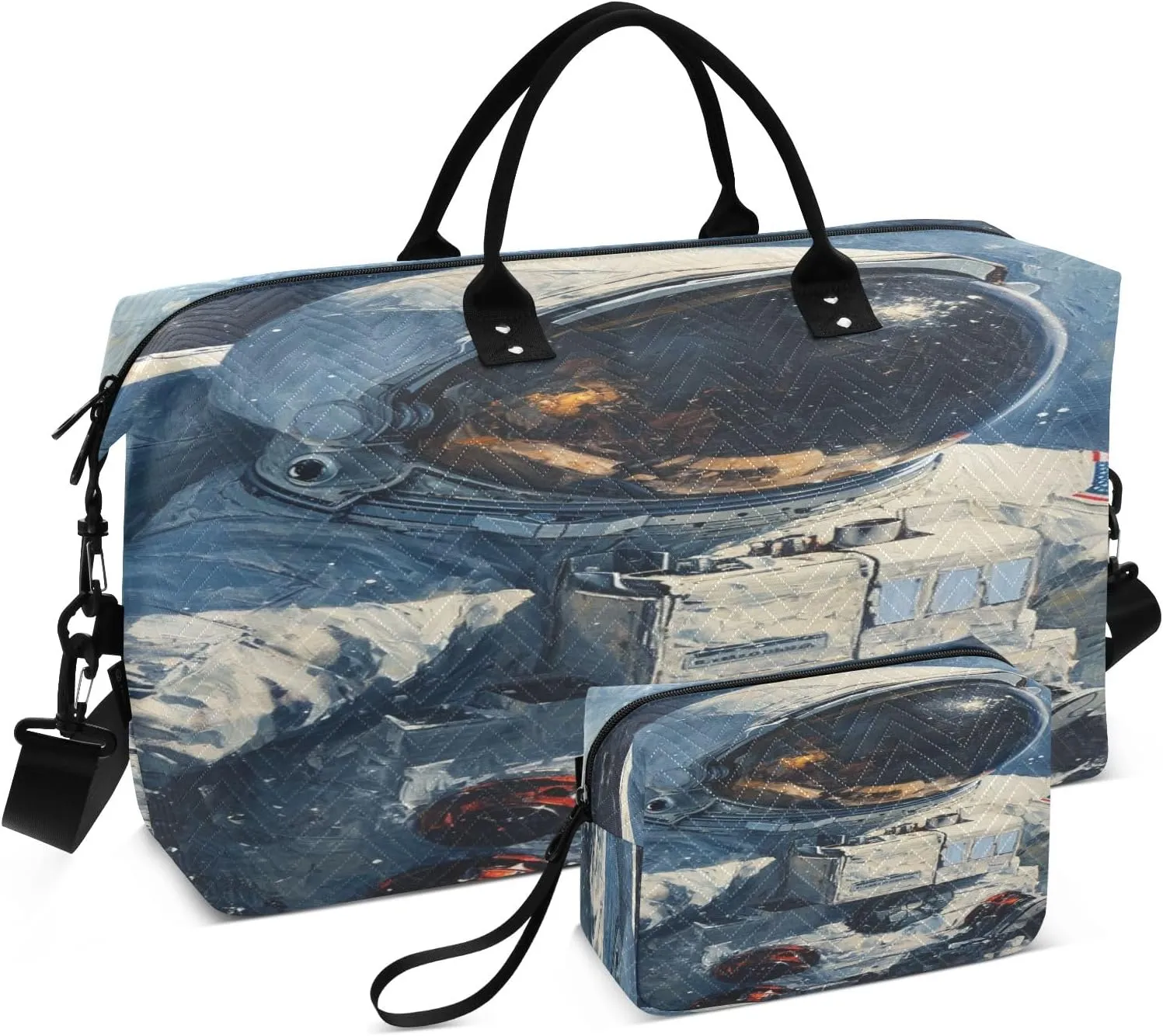 Astronaut Travel Duffel Bags with Toiletry Bag and Adjustable Strap for Travel Gym Yoga