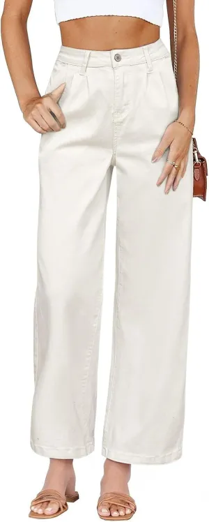 Astylish Women 2025 Wide Leg Jeans Cropped Jeans Stretchy High Waisted Baggy Loose Boyfriend Vintage Denim Pants