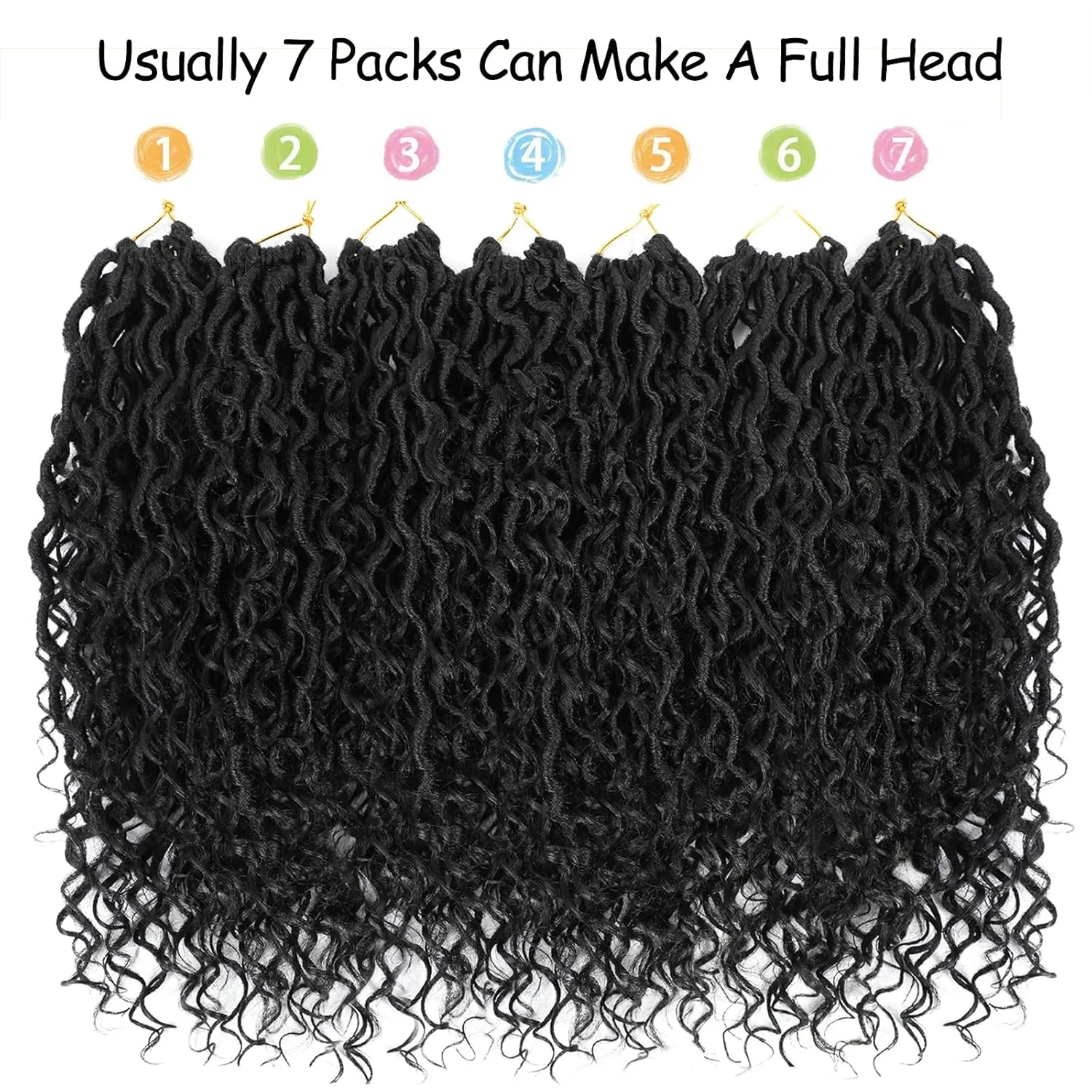 ATRAENTE Goddess Locs Crochet Hair 12 Inch 7 Packs Faux Locs Crochet Hair For Black Women Pre Looped Bohemian River With Curly Ends (12 Inch 7 Packs, #1B)