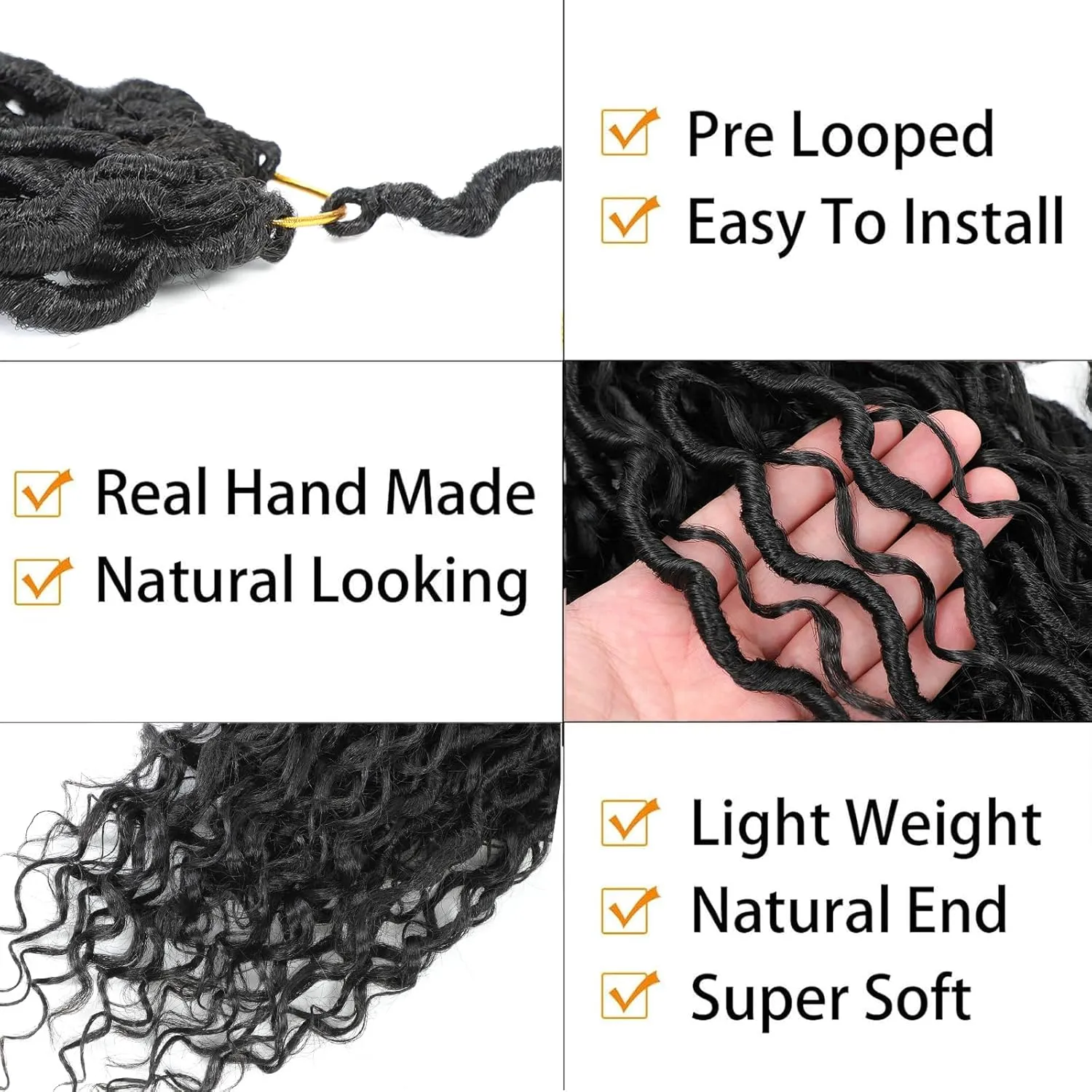 ATRAENTE Goddess Locs Crochet Hair 12 Inch 7 Packs Faux Locs Crochet Hair For Black Women Pre Looped Bohemian River With Curly Ends (12 Inch 7 Packs, #1B)