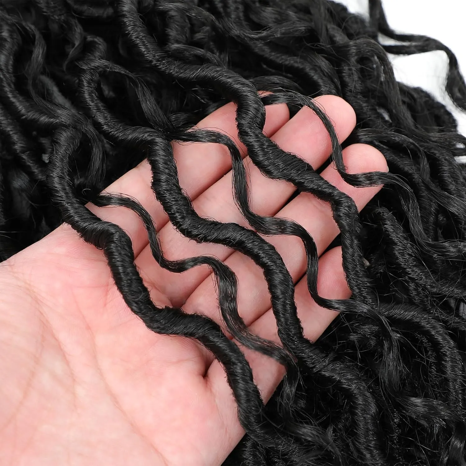 ATRAENTE Goddess Locs Crochet Hair 12 Inch 7 Packs Faux Locs Crochet Hair For Black Women Pre Looped Bohemian River With Curly Ends (12 Inch 7 Packs, #1B)