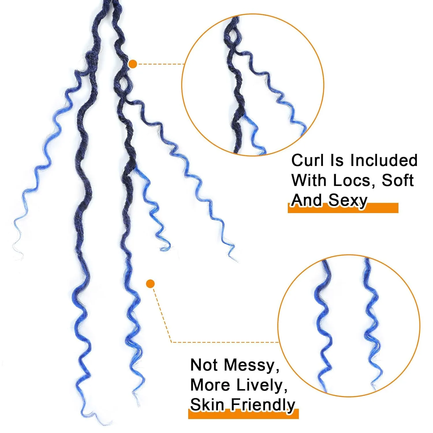 Atraente Goddess Locs Crochet Hair, 12 Inch 7 Packs Faux Locs Crochet Hair for Black Women, Pre-Looped Boho Hippie Crochet Locs with Curly Ends (12 Inch 7 Packs,1B/blue)