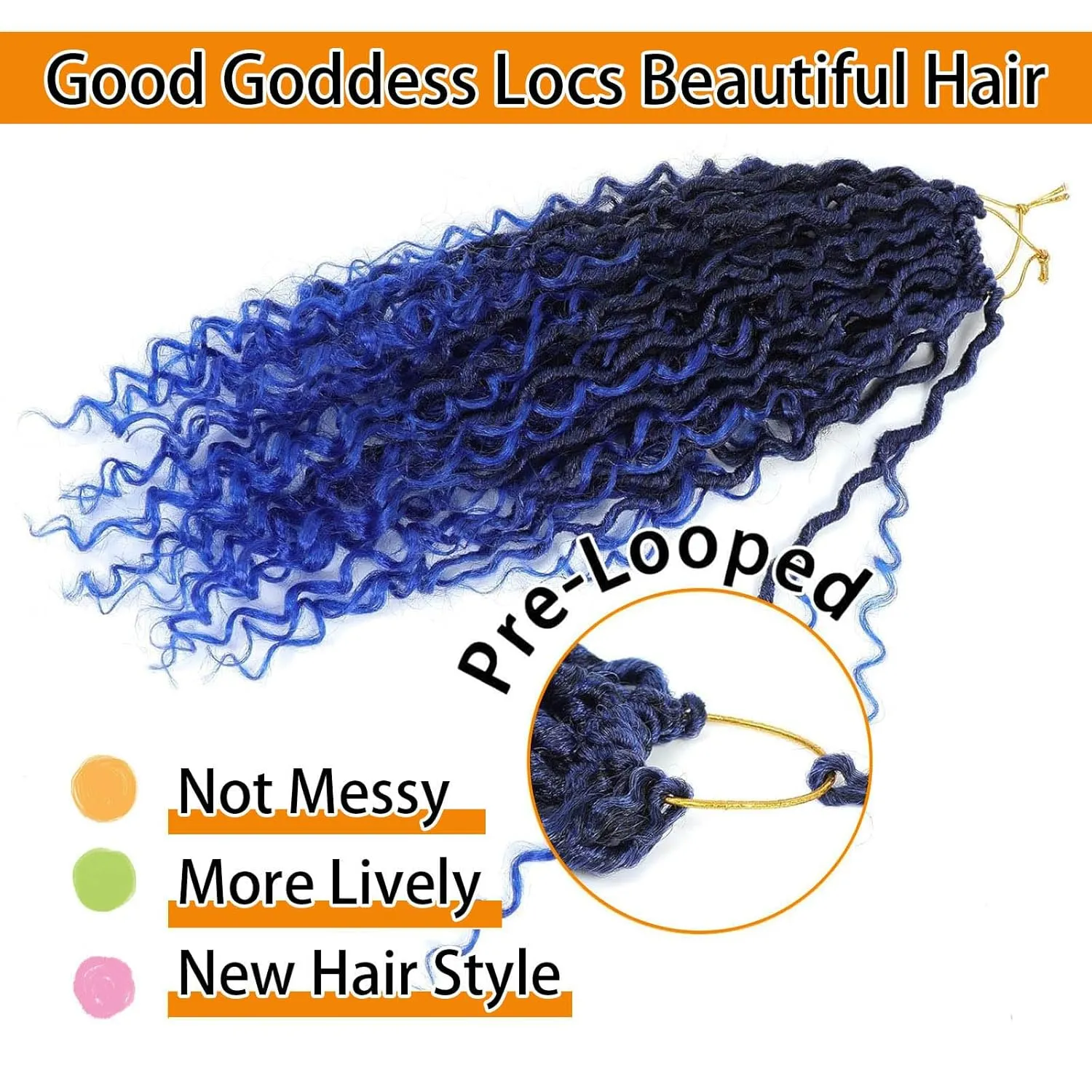Atraente Goddess Locs Crochet Hair, 12 Inch 7 Packs Faux Locs Crochet Hair for Black Women, Pre-Looped Boho Hippie Crochet Locs with Curly Ends (12 Inch 7 Packs,1B/blue)