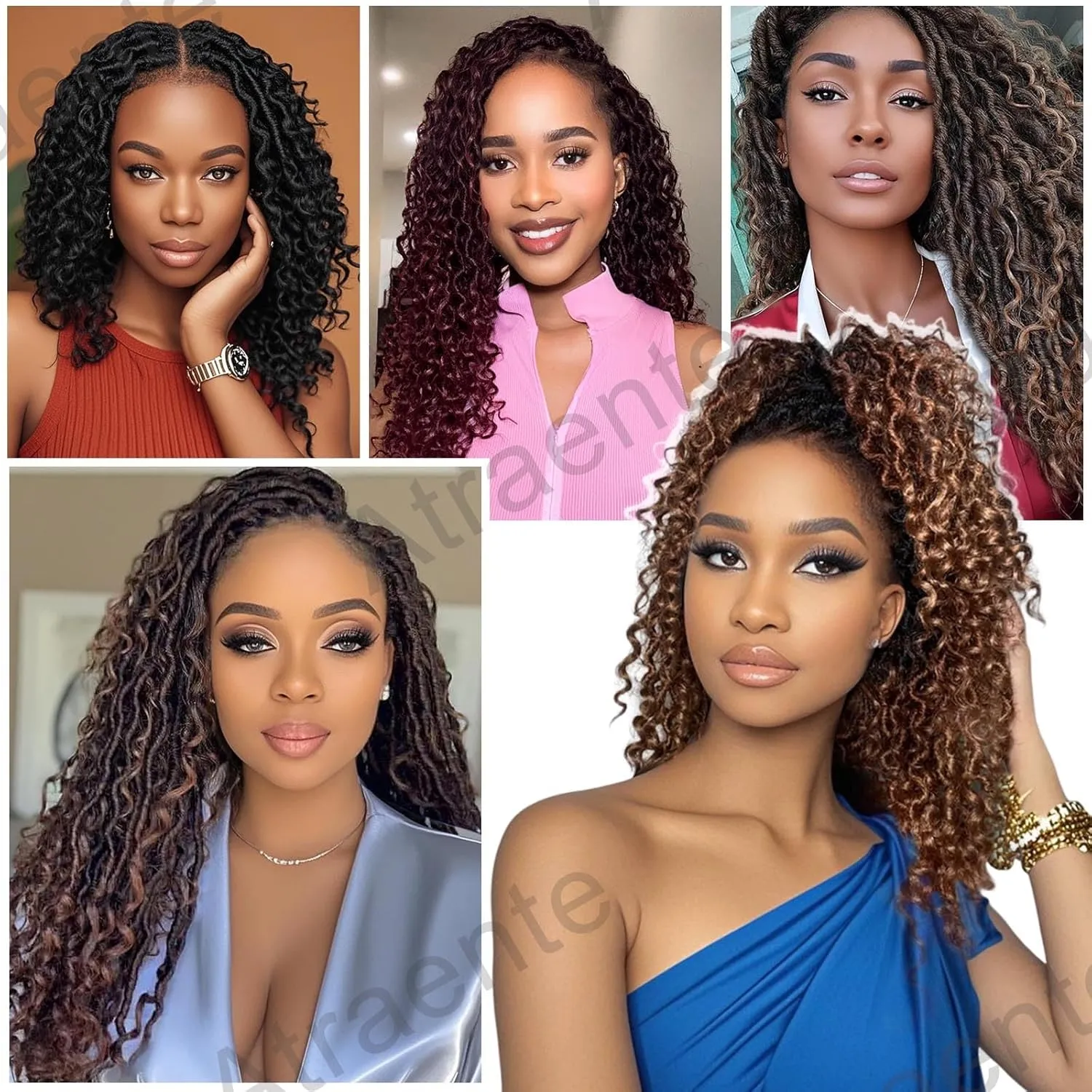 Atraente Goddess Locs Crochet Hair, 12 Inch 7 Packs Faux Locs Crochet Hair for Black Women, Pre-Looped Boho Hippie Crochet Locs with Curly Ends (12 Inch 7 Packs,1B/blue)