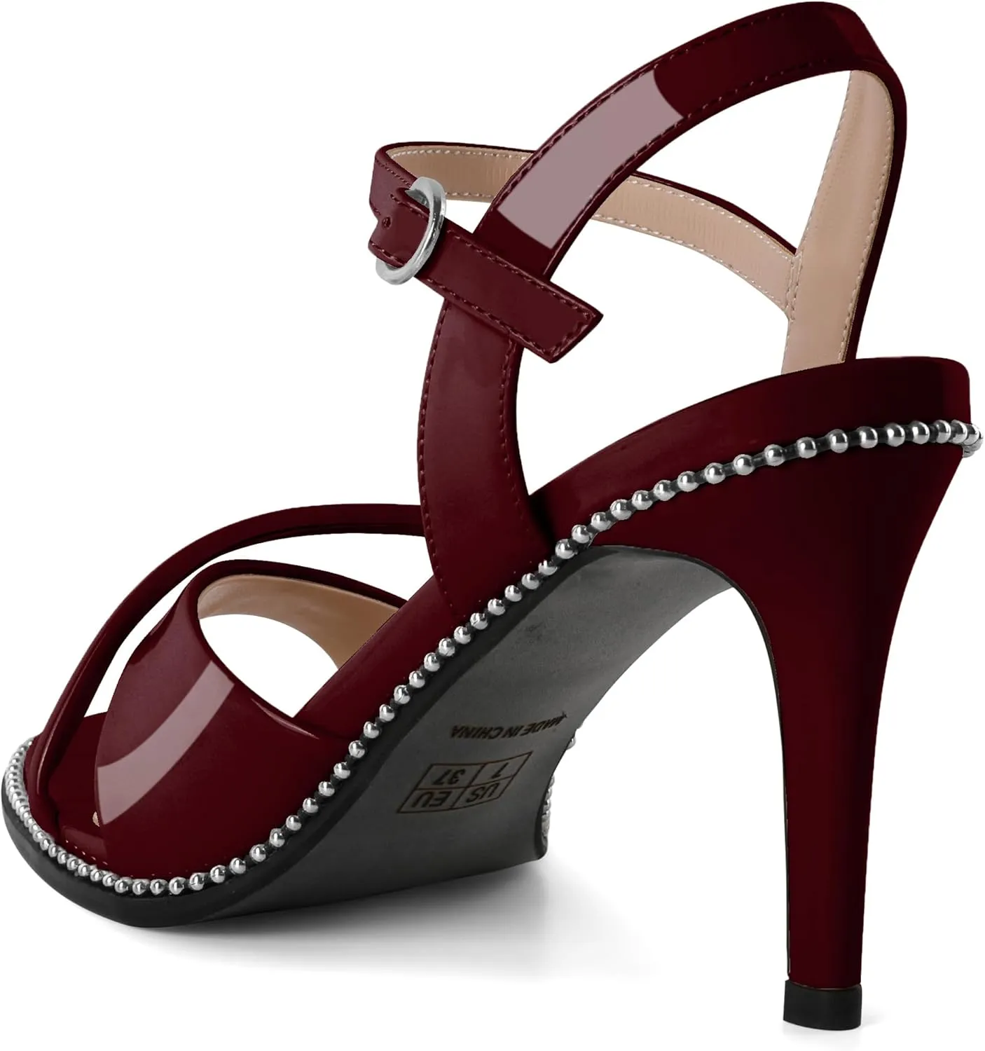 AUMOTED Women Stiletto High Heels Peep Open Toe Sandals Criss Cross Strappy Heels Wedding Office Cute Party Classic 3.1 Inch Summer Heels