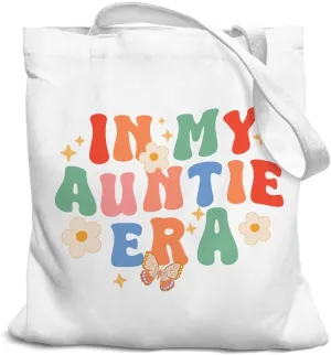 Aunt Gifts Tote Bag for Women, in My Auntie Era Canvas Tote Bags, Best Auntie Gifts, Gifts for Aunt, Aunt Christmas Gifts, Grocery Bags Reusable Shopping Bags