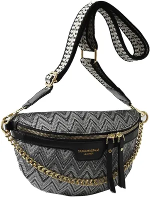 AuSion Minimalist Leather Crossbody Waist Bag for Women – Casual Chest Bag with Wide Adjustable Strap, Ethnic Style Hands-free Purse, Perfect for Everyday, Travel and Festival Wear