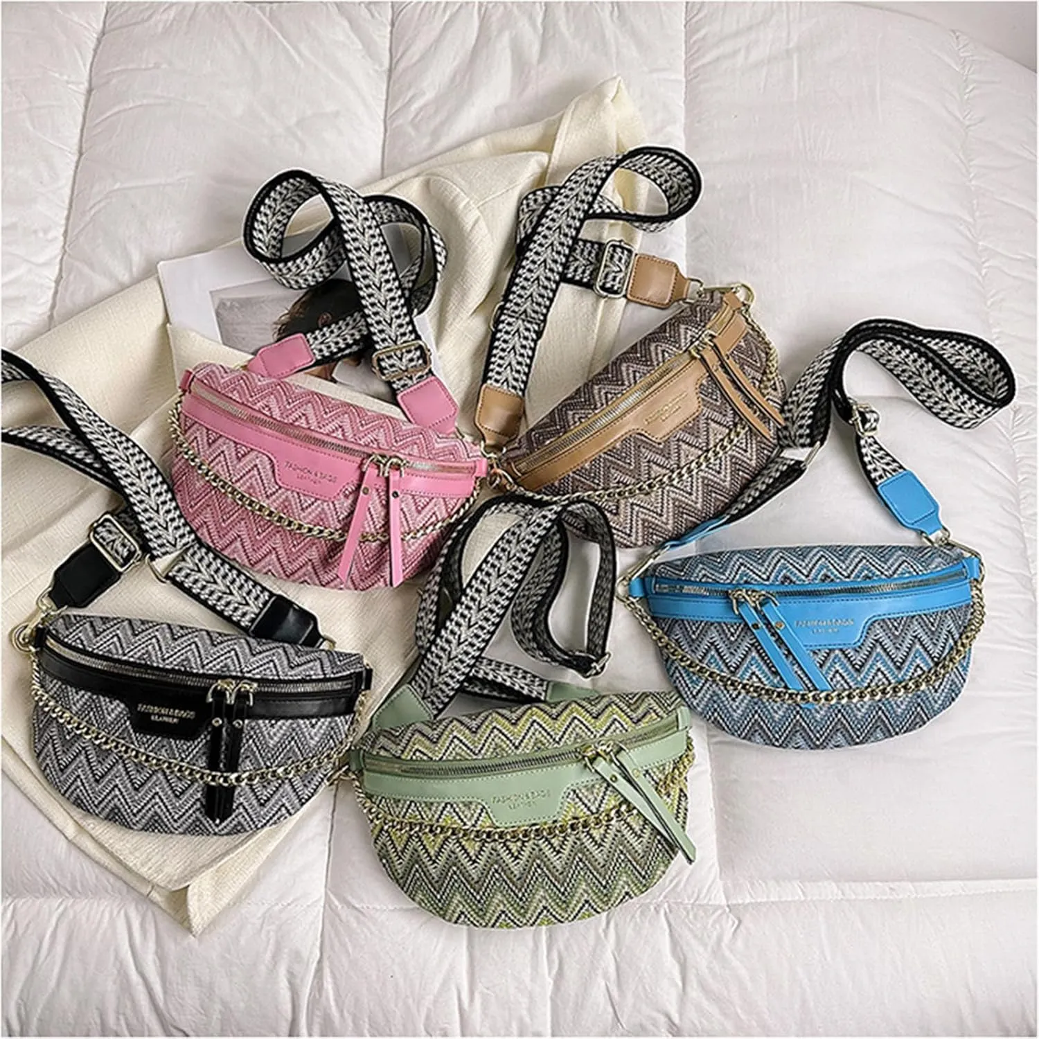 AuSion Minimalist Leather Crossbody Waist Bag for Women – Casual Chest Bag with Wide Adjustable Strap, Ethnic Style Hands-free Purse, Perfect for Everyday, Travel and Festival Wear