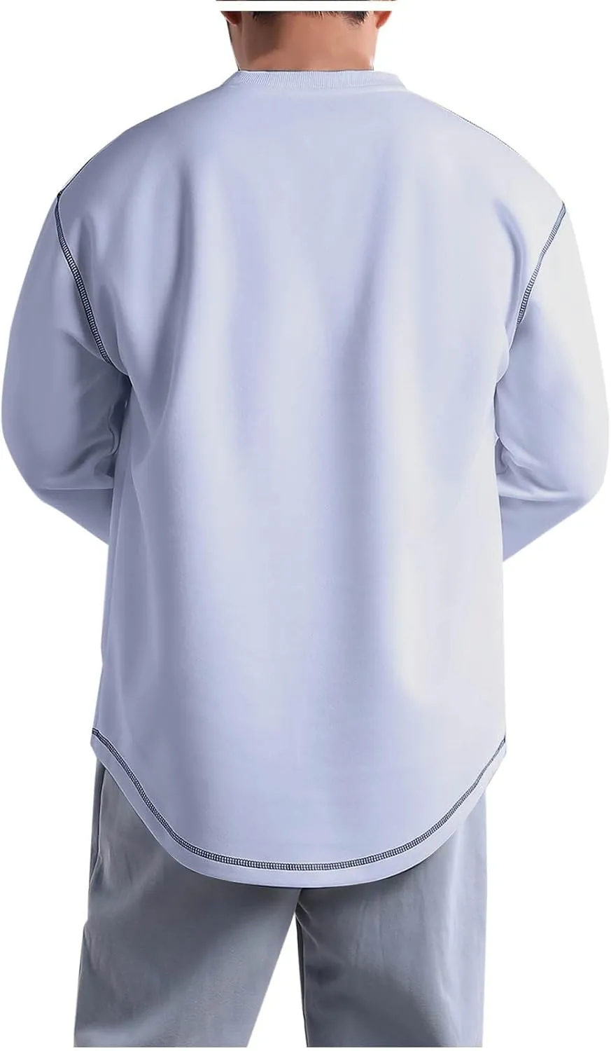 Aymnlox Mens Sweatshirts Fashion Solid Color Long Sleeve Cotton Sweatshirt Loose Fit Outdoor Casual Crewneck Pullover