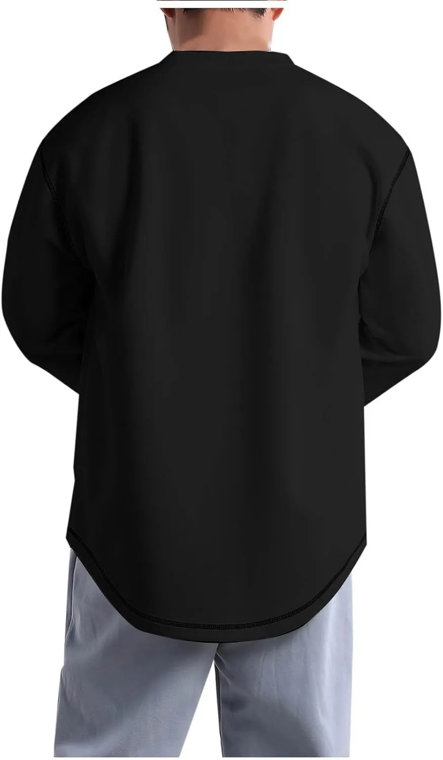 Aymnlox Mens Sweatshirts Fashion Solid Color Long Sleeve Cotton Sweatshirt Loose Fit Outdoor Casual Crewneck Pullover