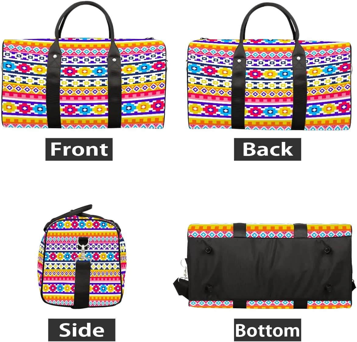 Aztec Western Rainbow Travel Duffle Bag Sports Gym Bags for Women Men Weekender Overnight Bags Waterproof Carry On Tote Bag Workout Bag for Dance Swimming Yoga Hospital