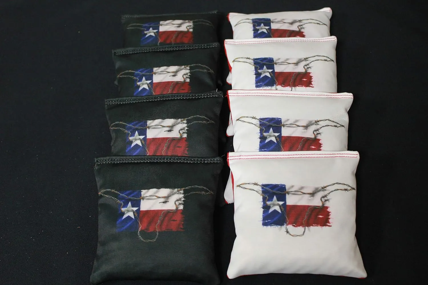 BackYardGamesUSA Texas Strong Texas Flag - All Weather or Corn Filled Cornhole Bags - Set of 8 Regulation Size Duck Canvas Cornhole Toss Bean Bags