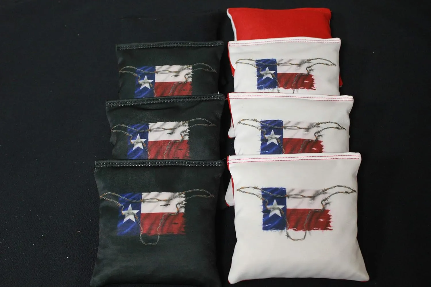BackYardGamesUSA Texas Strong Texas Flag - All Weather or Corn Filled Cornhole Bags - Set of 8 Regulation Size Duck Canvas Cornhole Toss Bean Bags
