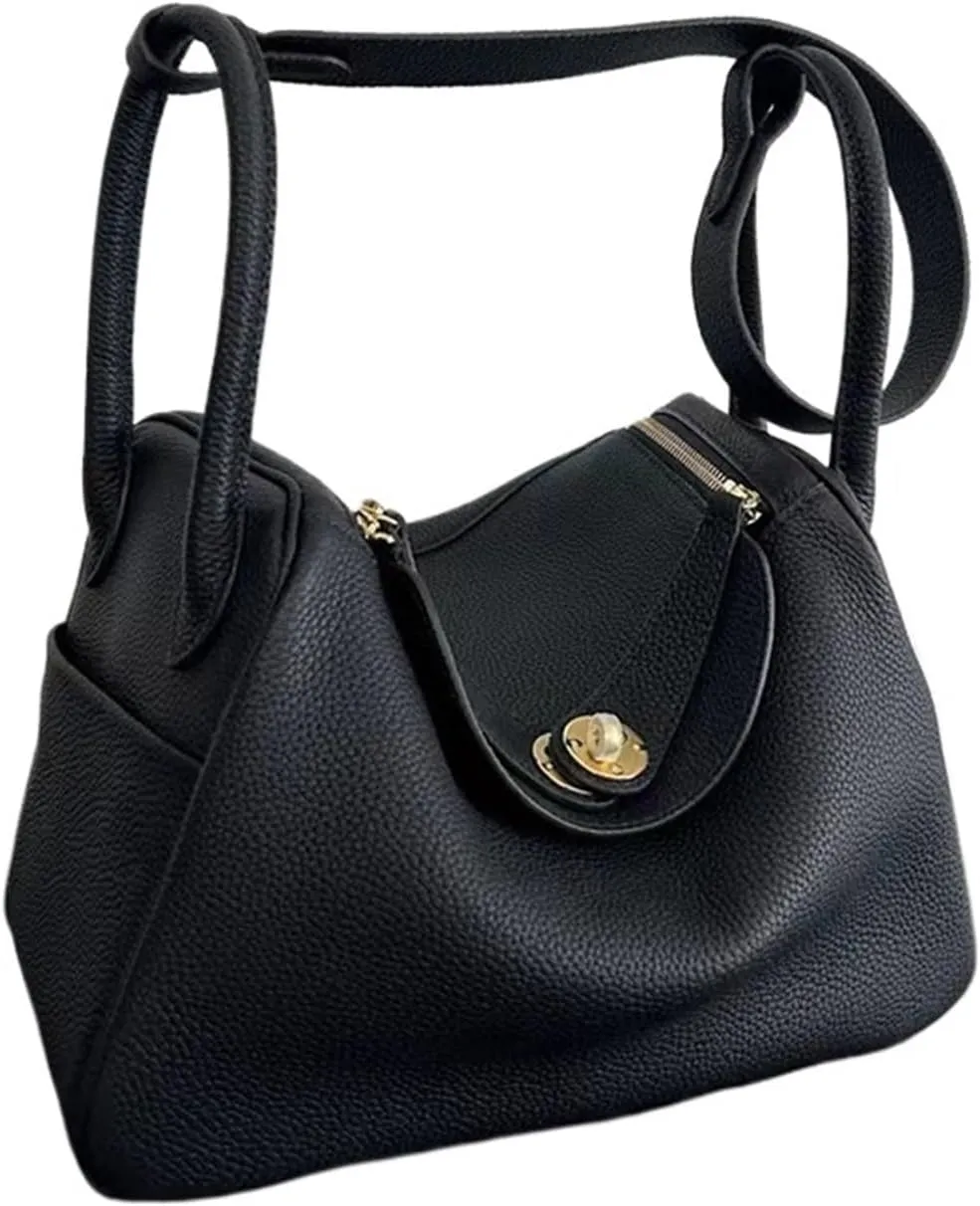 Bags for Women First layer cowhide mini bag genuine leather bag women's crossbody bag(Black)