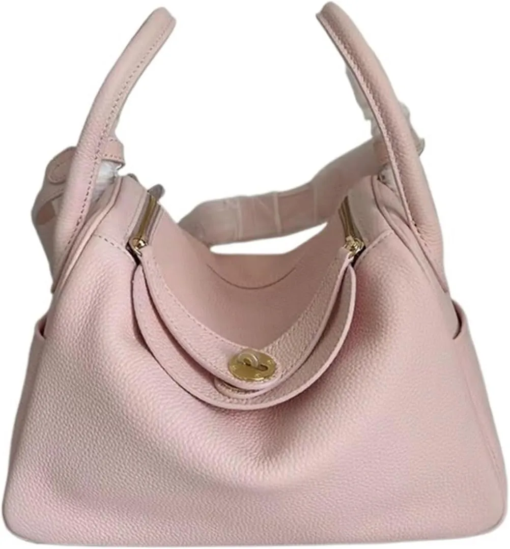 Bags for Women First layer cowhide mini bag genuine leather bag women's crossbody bag(Pink)