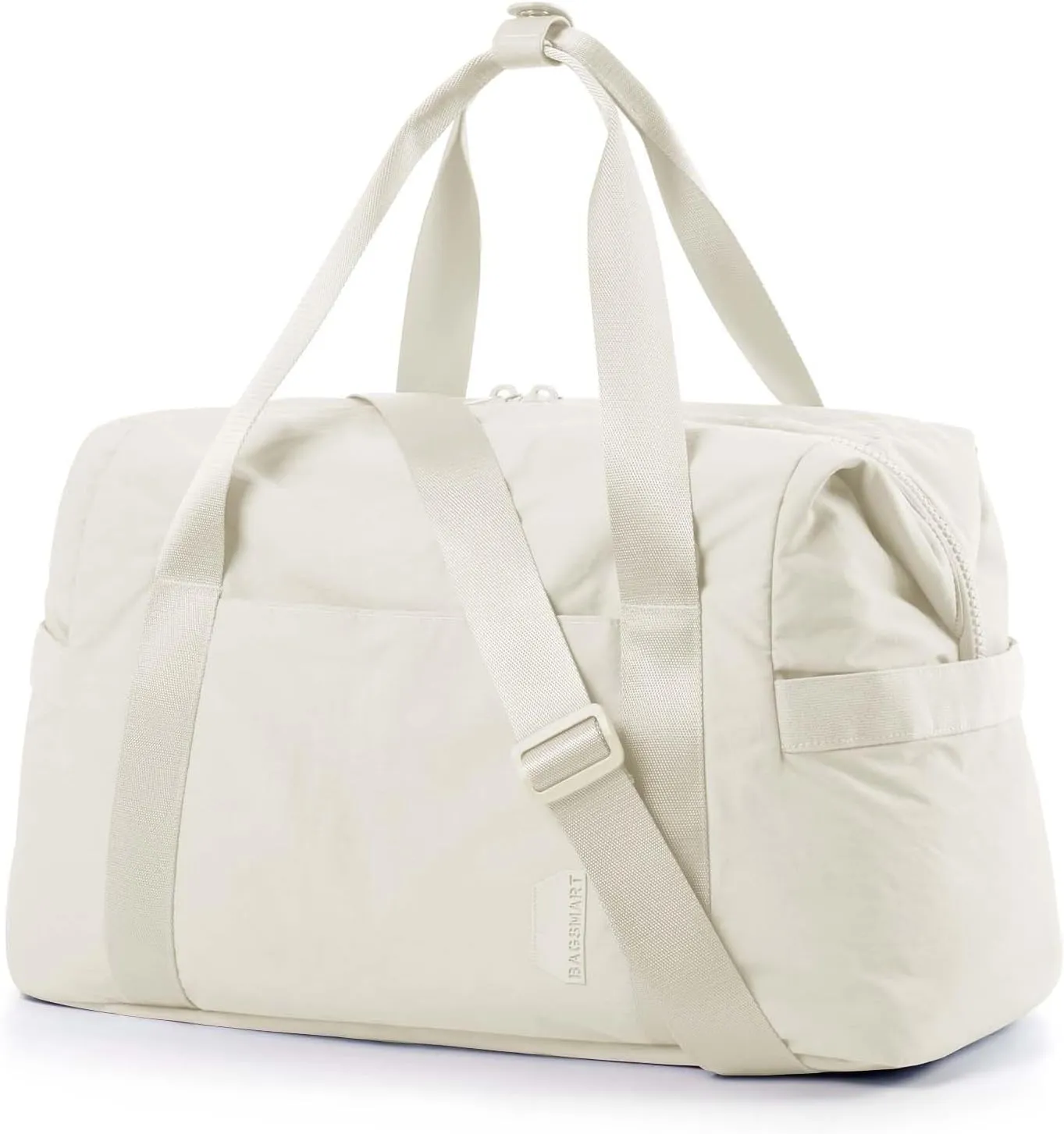 BAGSMART BAGSMART Gym Bag for Women, Carry on Weekender Overnight Bag, Travel Duffel Bags with Trolley Sleeve, Personal Item Travel Bag Tote Bag Workout Dance Bag(Light Beige,Medium)