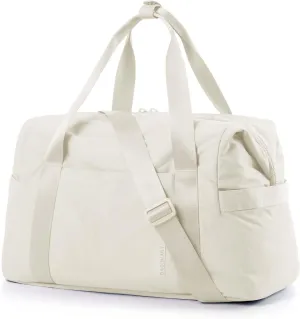 BAGSMART BAGSMART Gym Bag for Women, Carry on Weekender Overnight Bag, Travel Duffel Bags with Trolley Sleeve, Personal Item Travel Bag Tote Bag Workout Dance Bag(Light Beige,Medium)