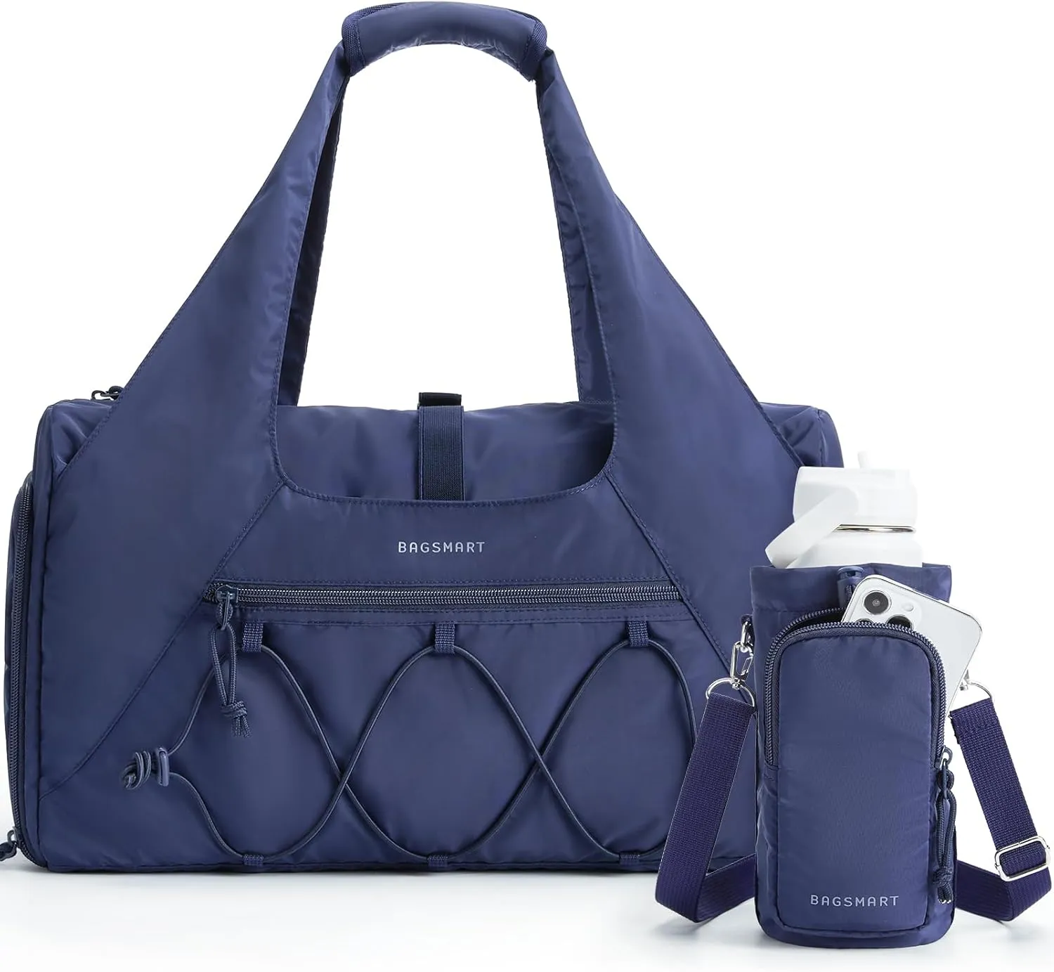 BAGSMART Gym Bag for Women, Lightweight Duffel Bag with Shoe Compartment, Weekender Bags with Wet Pocket, Workout Yoga Tote Bag for Women, Navy Blue