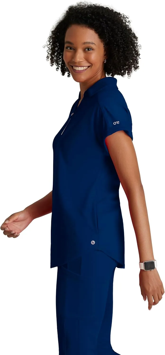 BARCO One Performance Knit Engage Top for Women - Zip Neck Collar and Cuffed Dolman Sleeves Women's Scrub Top