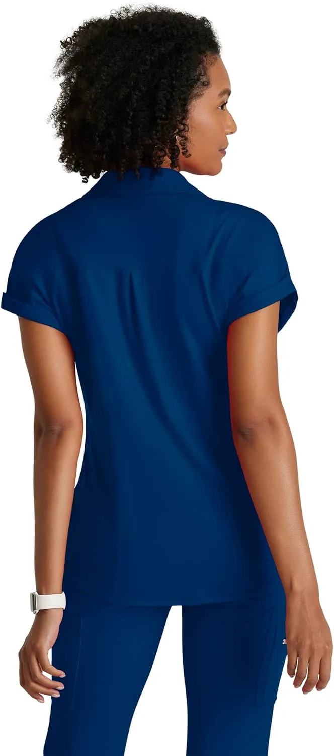 BARCO One Performance Knit Engage Top for Women - Zip Neck Collar and Cuffed Dolman Sleeves Women's Scrub Top