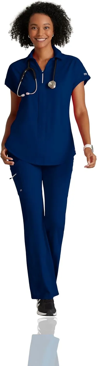 BARCO One Performance Knit Engage Top for Women - Zip Neck Collar and Cuffed Dolman Sleeves Women's Scrub Top