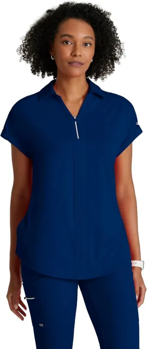 BARCO One Performance Knit Engage Top for Women - Zip Neck Collar and Cuffed Dolman Sleeves Women's Scrub Top