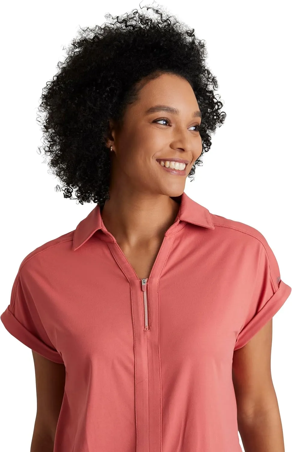 BARCO One Performance Knit Engage Top for Women - Zip Neck Collar and Cuffed Dolman Sleeves Women's Scrub Top