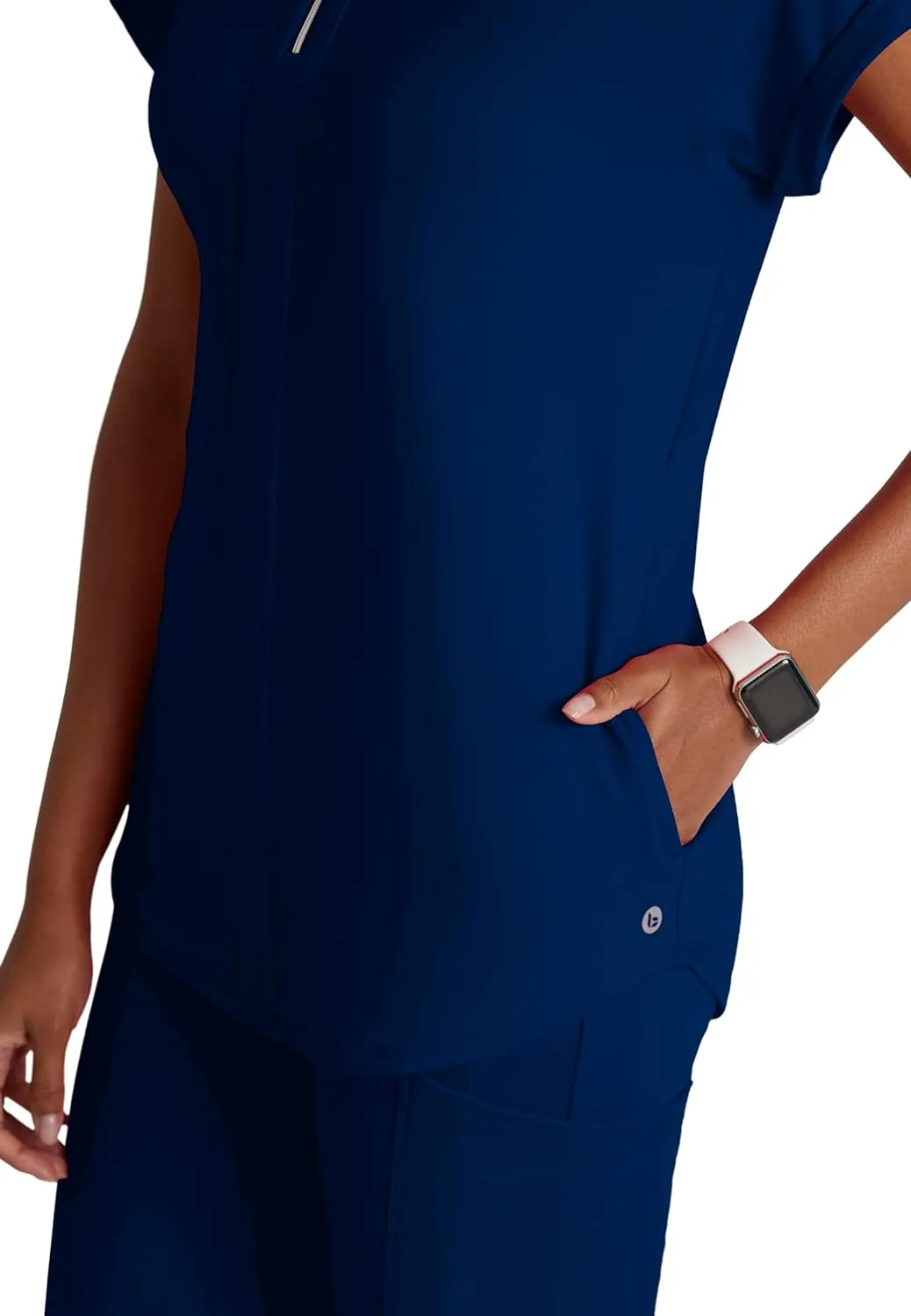 BARCO One Performance Knit Engage Top for Women - Zip Neck Collar and Cuffed Dolman Sleeves Women's Scrub Top