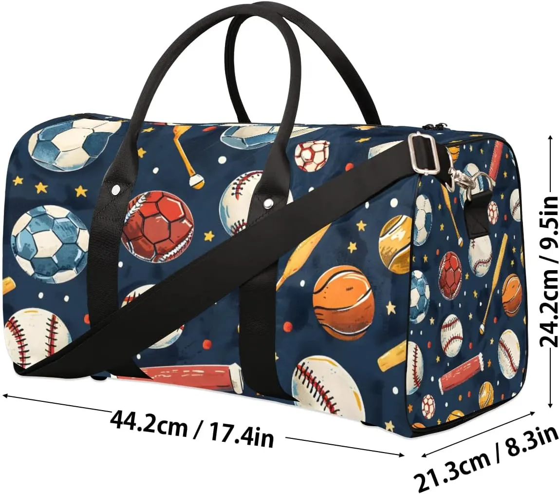 Baseball Basketball Soccer Foldable Lightweight Duffle Bag for Travel - Waterproof Carry On Bags for Airplanes, Travel Duffel Bags for Gym, Weekend