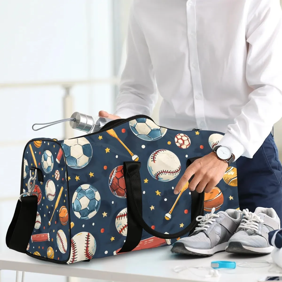 Baseball Basketball Soccer Foldable Lightweight Duffle Bag for Travel - Waterproof Carry On Bags for Airplanes, Travel Duffel Bags for Gym, Weekend