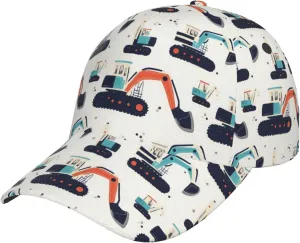 Baseball Cap Women Men- Excavator Shovel Truck Print Adjustable for Baseball Hat Women & Men, Sporty Dad Hat Black