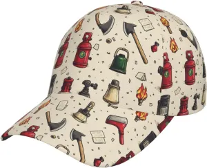 Baseball Cap Women Men- Fire Tools Print Adjustable for Baseball Hat Women & Men, Sporty Dad Hat Black