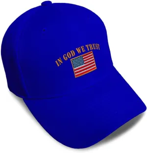 Baseball Caps for Men & Women Embroidered in God We Trust American Flag Embroidery Acrylic