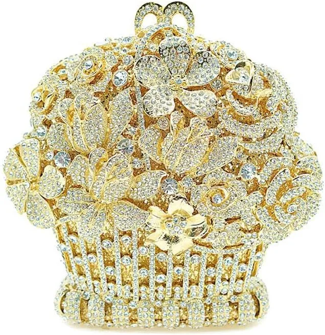 Basket Purse Sparkly Rhinestone Evening Clutch Wedding Party Cocktail Bags for Women Elegant Handbags