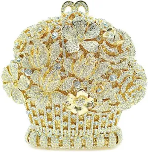 Basket Purse Sparkly Rhinestone Evening Clutch Wedding Party Cocktail Bags for Women Elegant Handbags