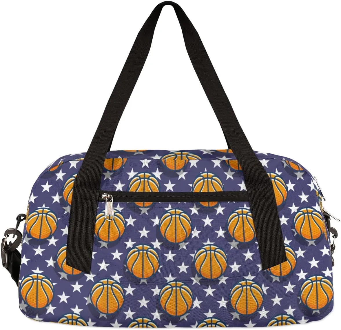 Basketball Kids Duffel Bag for Girls Boys Teens, Stars Blue Dance Bag Overnight Small Duffel Bag Carry On Weekend Sports Gym Travel Bag for School Practice Gymnastics Ballet
