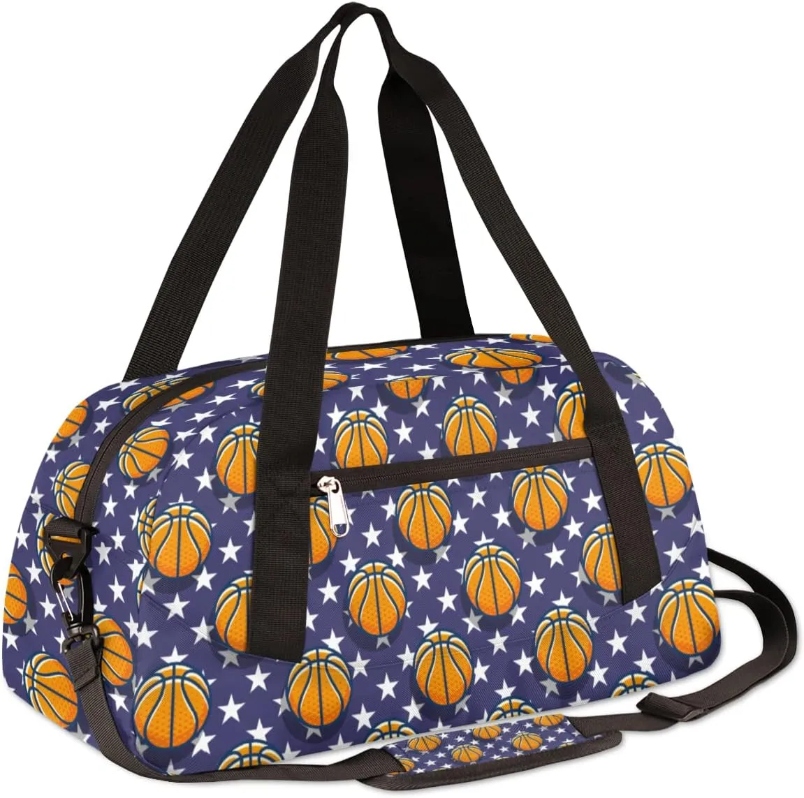 Basketball Kids Duffel Bag for Girls Boys Teens, Stars Blue Dance Bag Overnight Small Duffel Bag Carry On Weekend Sports Gym Travel Bag for School Practice Gymnastics Ballet