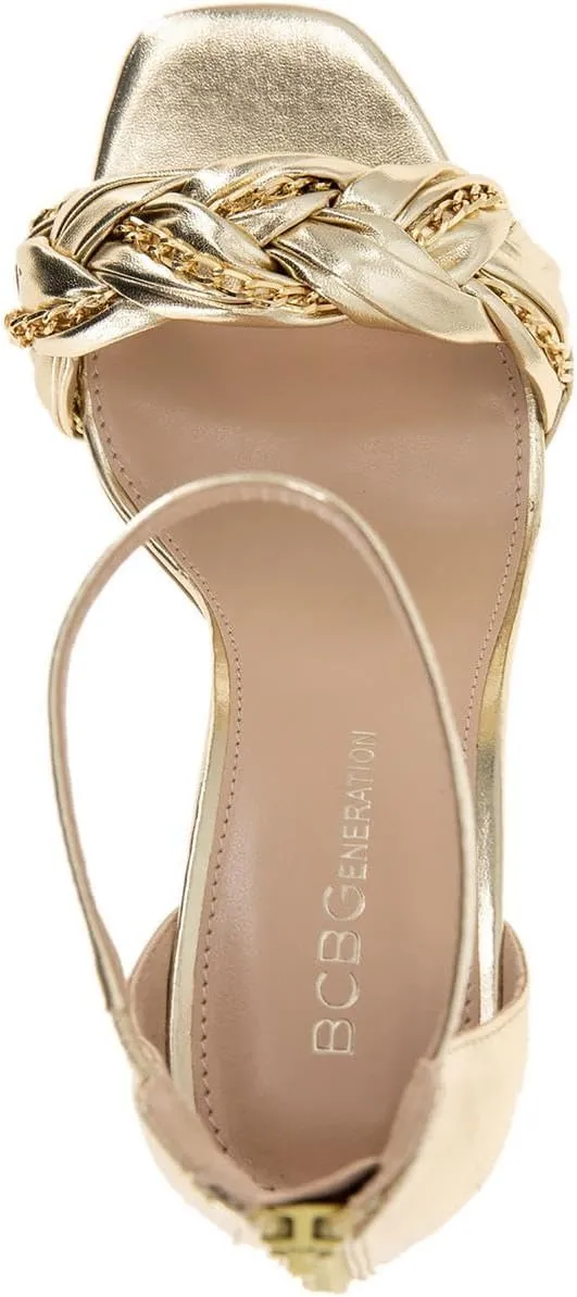 BCBGeneration Womens Isabel Faux Leather Ankle Strap Heels